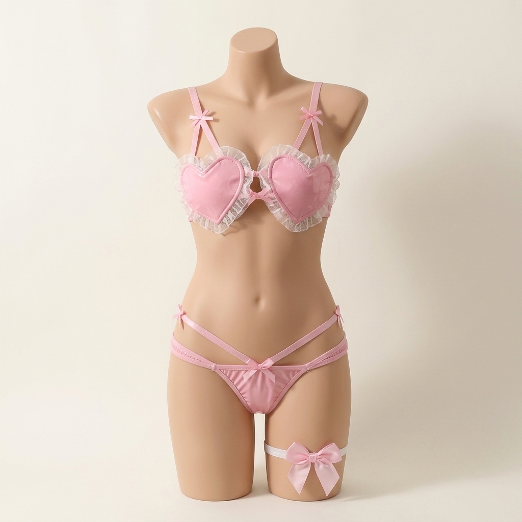 Damen-Dessous-Set in Rosa mit  – Thong Bikini Women Bewertung und Preis