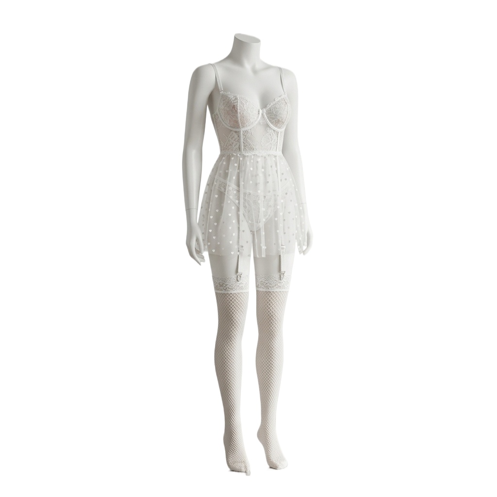 Damen-Set aus weißer Spitzen-D – Babydoll Chemise Night Bewertung und Preis